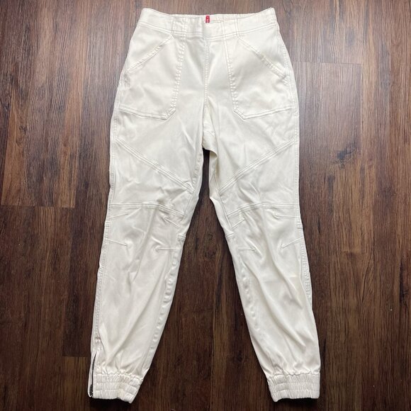 Spanx Stretch Women’s Twill Cargo Jogger Ivory Cream Size Large